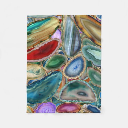 Geodes crystal pattern _ Multicolor Fleece Blanket