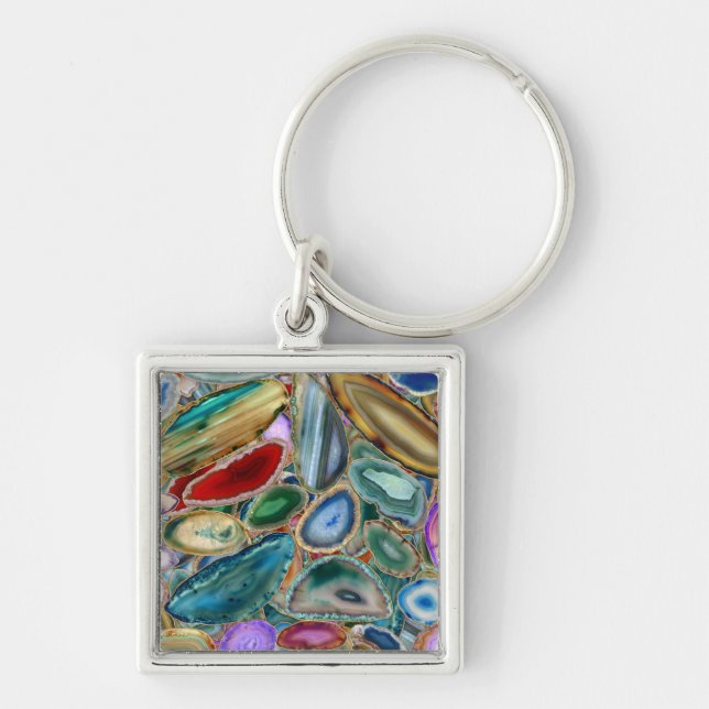 Geodes crystal pattern - Multicolor Keychain (Front)