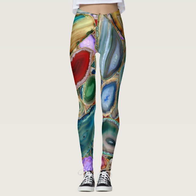 Geodes crystal pattern - Multicolor Leggings (Front)