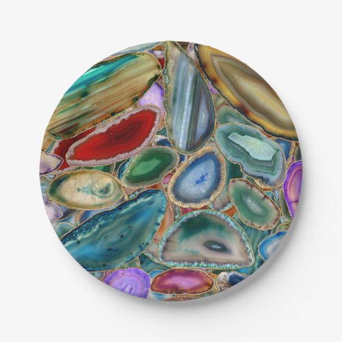 Geodes crystal pattern _ Multicolor Paper Plates