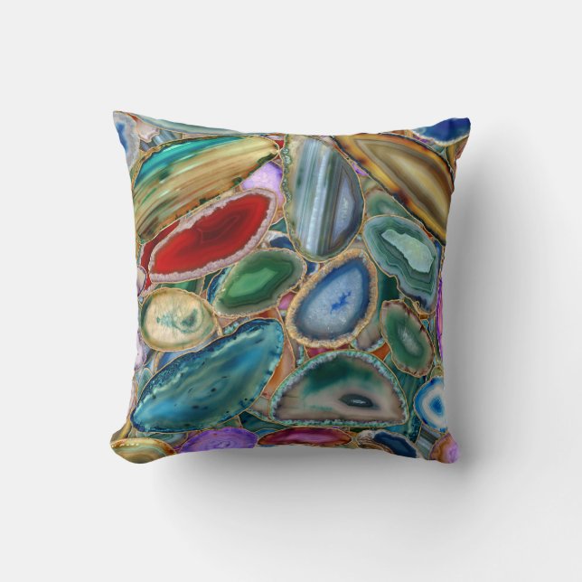 Geodes crystal pattern - Multicolor Throw Pillow (Front)
