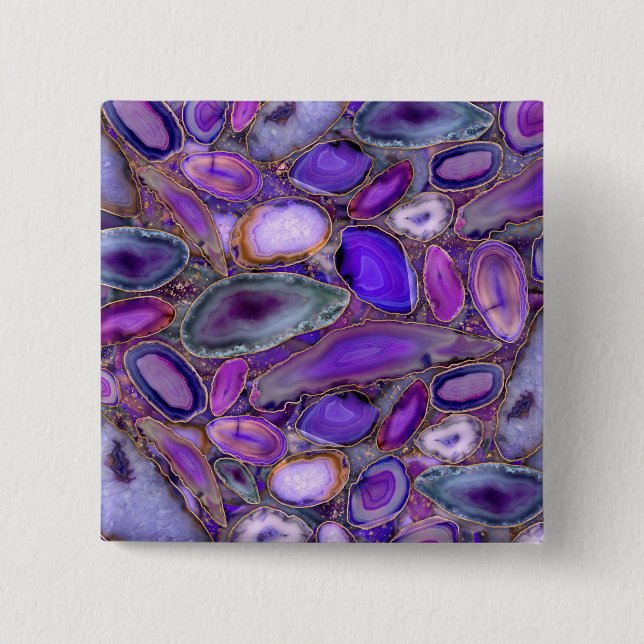 Geodes crystal pattern - Purple and Violet Button (Front)