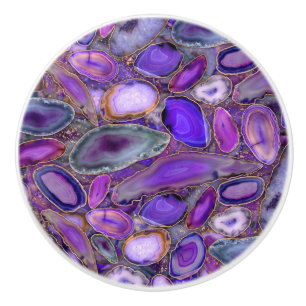 Geodes crystal pattern - Purple and Violet Ceramic Knob