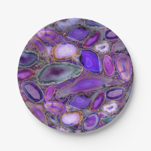 Geodes crystal pattern - Purple and Violet Paper Plates