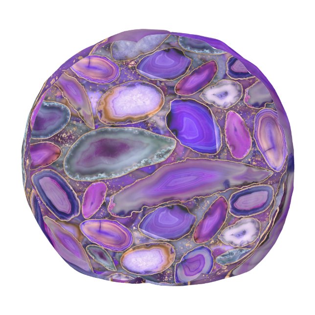 Geodes crystal pattern - Purple and Violet Pouf (Bottom)