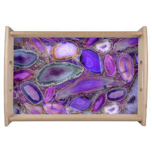 Geodes crystal pattern - Purple and Violet Serving Tray
