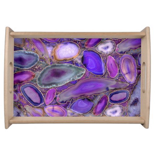 Geodes crystal pattern _ Purple and Violet Serving Tray