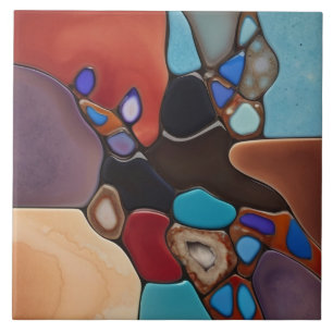 Geodes - Faux Stained Glass Mosaic Abstract Art Ceramic Tile