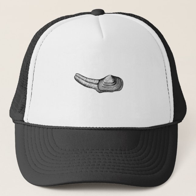 Geoduck Clam (black and white illustration) Trucker Hat (Front)