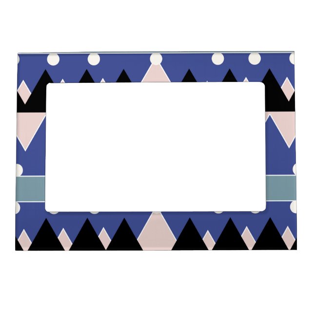 Geoemetric Blue Pink Black Teal Pattern Magnetic Frame (Front)