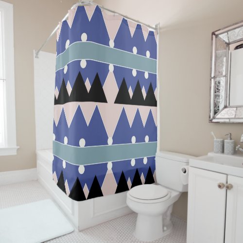 Geoemetric Blue Pink Black Teal Pattern Shower Curtain