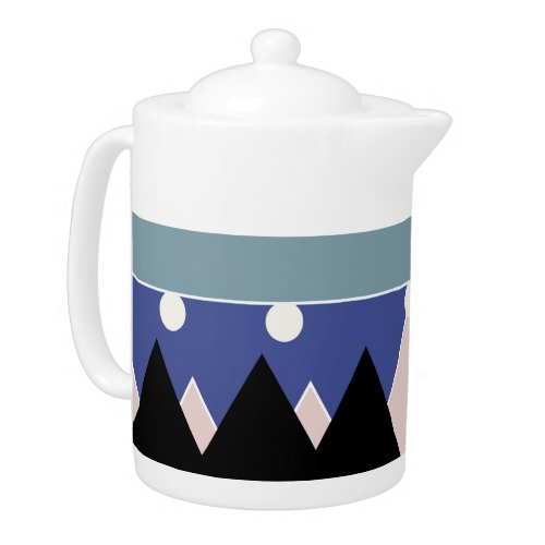 Geoemetric Blue Pink Black Teal Pattern Teapot