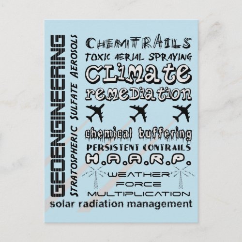 Geoengineering chemtrails toxic aerosols postcard