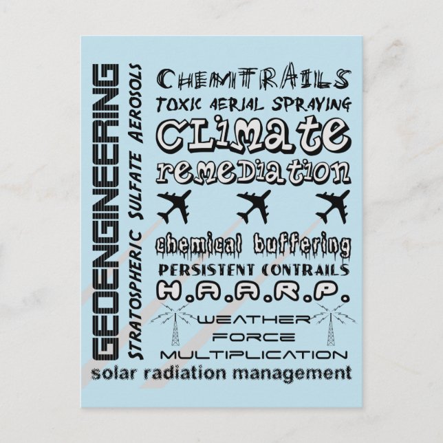 Geoengineering chemtrails toxic aerosols postcard (Front)