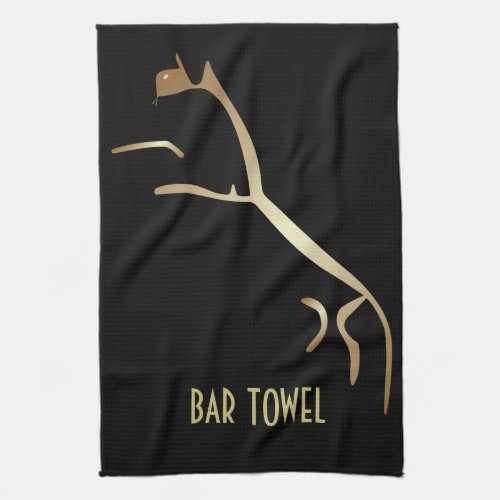 Geoglyph Bar Towel Black and Gold Uffington Horse