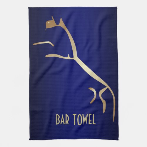 Geoglyph Bar Towel Blue and Gold Uffington Horse