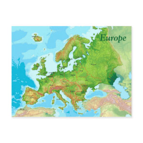 Geographic map of Europe Postcard