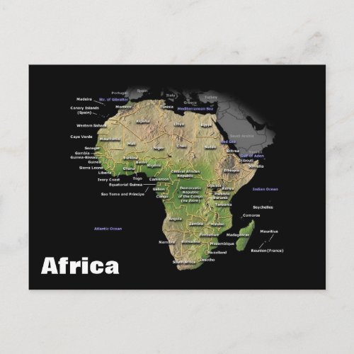 Geographic map of the African Continent Postcard