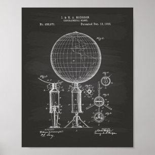 Geographical Globe 1892 Patent Art Chalkboard Poster