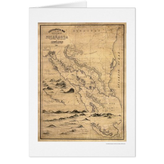 Geographical Nicaragua Map 1855 Cards (Front)