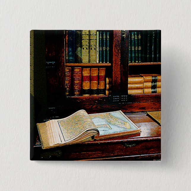 Geography Book Pinback Button (Front)