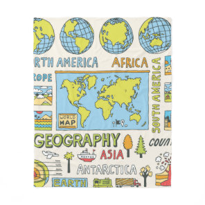 Geography. Hand drawn. Vintage illustration.  Fleece Blanket