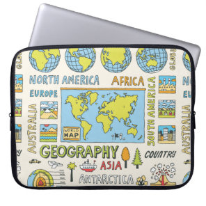 Geography. Hand drawn. Vintage illustration.  Laptop Sleeve