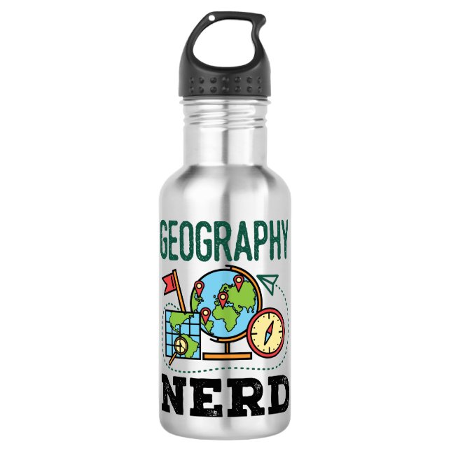 Geography Nerd Stainless Steel Water Bottle (Front)