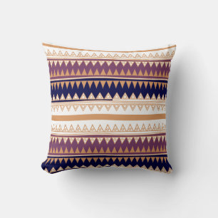 Geography Plum, Peach, Navy and Eggshell Throw Pillow