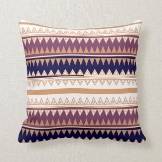 Geography Plum, Peach, Navy and Eggshell  Throw Pillow