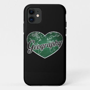 Geography Retro Heart Blackboard Love iPhone 11 Case