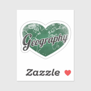 Geography Retro Heart Blackboard Love Sticker