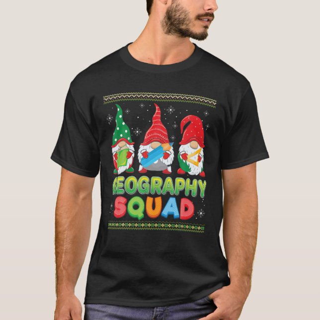 Geography Squad Christmas Gnomes Sweater Ugly Teac (Front)