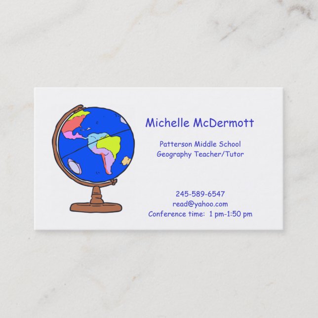 Geography Teacher Business Card (Front)