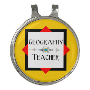 Geography Teacher Color Block Golf Hat Clip