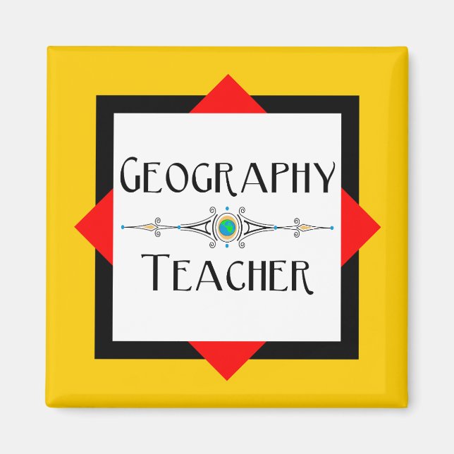 Geography Teacher Color Block Magnet (Front)