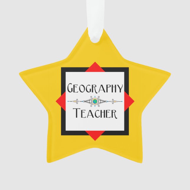 Geography Teacher Color Block Ornament (Front)