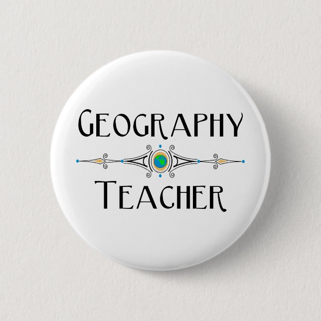 Geography Teacher Decorative Line Button (Front)
