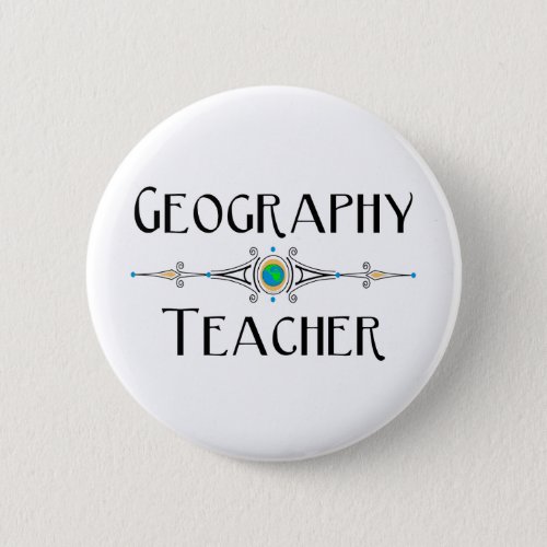 Geography Teacher Decorative Line Button