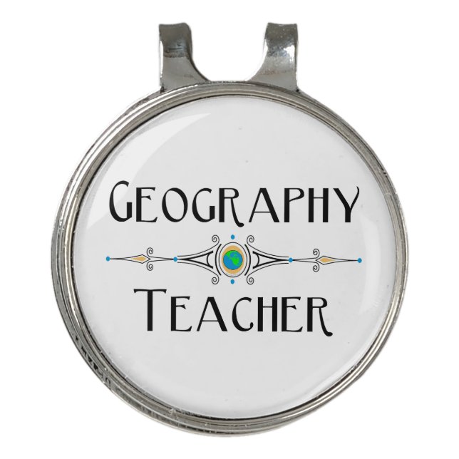 Geography Teacher Decorative Line Golf Hat Clip (Front)