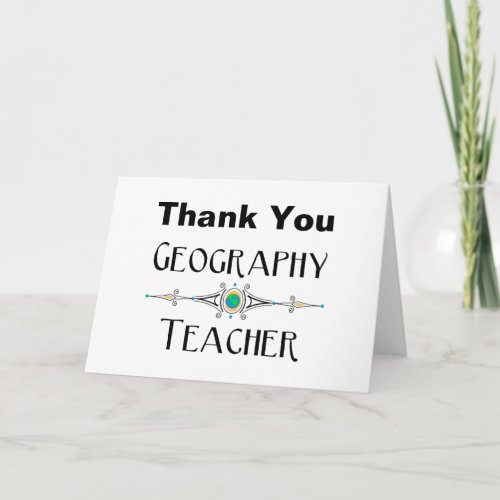 Geography Teacher Decorative Line Thank You Card