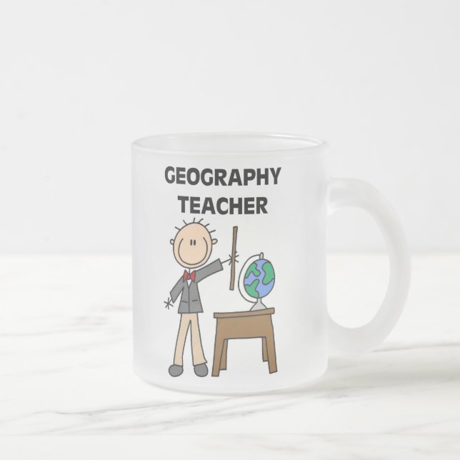 Geography Teacher Frosted Glass Coffee Mug (Right)