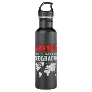 Geography Teacher Funny Map Continents World Gift Stainless Steel Water Bottle