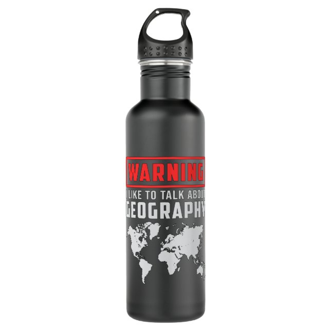 Geography Teacher Funny Map Continents World Gift Stainless Steel Water Bottle (Front)