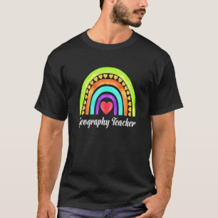 Geography Teacher Hearts & Rainbows T-Shirt