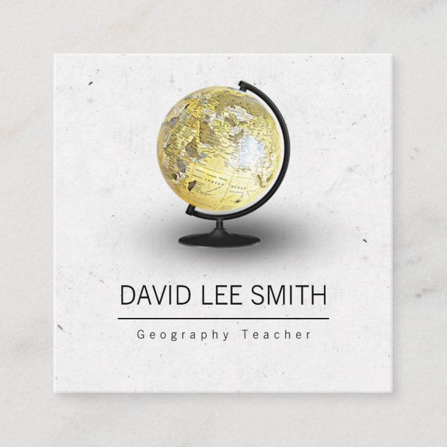 Geography Teacher Square Business Card (Front)