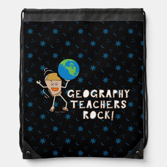 Geography Teachers Rock  Drawstring Bag (Front)