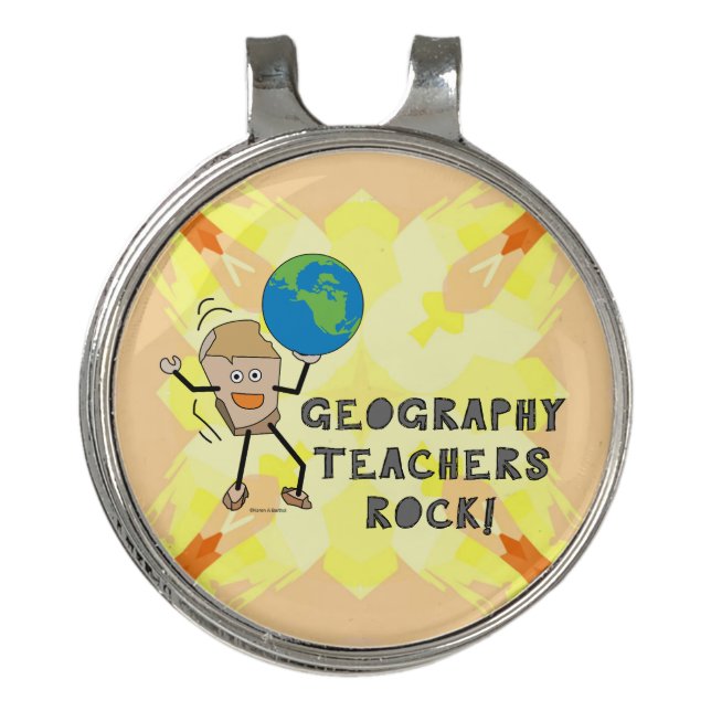 Geography Teachers Rock  Golf Hat Clip (Front)