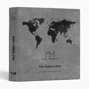 geography world map international black 3 ring binder