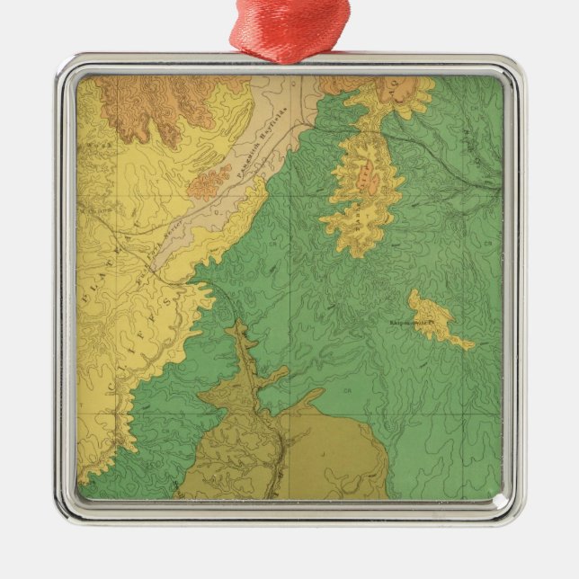 Geologic Map Of The Mesozoic Terraces Metal Ornament (Front)